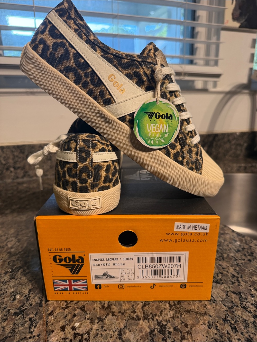 Gola Leopard Print Low-Top Sneakers in Tan/Black - Picture 7 of 10